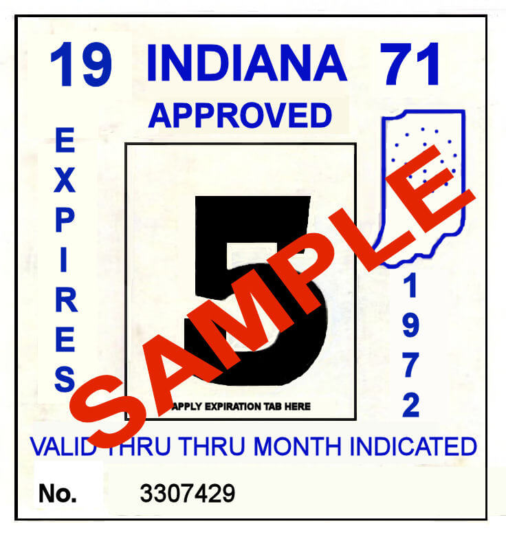 Modal Additional Images for 1971-72 Indiana INSPECTION Sticker BLACK